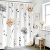 Spring Watercolor Beige Gray Floral Shower Curtain 72X72Inch