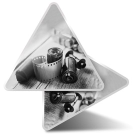 2 x Triangle Stickers 7.5cm - BW - Love Photography Retro Camera Film Fun Decals for Laptops,Tablets,Luggage,Scrap Booking,Fridges #37014