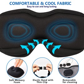 SYPVRY Bluetooth Sleep Mask, Wireless Sleeping Headphones Bluetooth Music Eye Mask for Side Sleepers, 3D Adjustable Sleep Headphones Mask for Air Travel, Insomniac, Meditation (Grey)