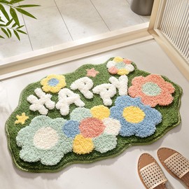 Trlyane Non-slip Bathroom Rugs, 45x70cm Bath Mat Bathroom Carpet Super Absorbent Machine Washable Soft Shower Suitable for Bathroom/Living Room/Kitchen/Bedroom Indoor Floor