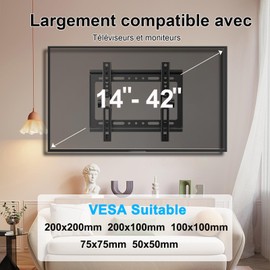 JXMTSPW Tilt TV Wall Mount for 14-42 Inch Screens, Monitor Mount, VESA Mount Max 200x200mm, TV Wall Mount Max 25kg