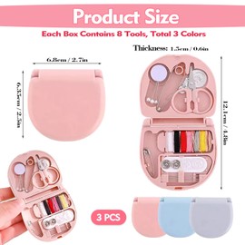 FINEPOTY Mini Sewing Kit,3 PCS Portable Travel Sewing Kit, Needle and Thread Kit Plastic Sewing Box Small Sewing Kit Sewing Accesories and Supplies, White