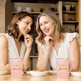 Sngtmug La Mejor Abuela Mug, La Mejor Abuela Gifts, Birthday Mothers Day Gifts for Grandma from Granddaughter Grandchild Grandson 14 Ounce Pink with Gift Box