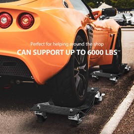 VIVOHOME Heavy Duty 4 Tire Wheel Dolly Car Stakes 6000lbs Capacity Black