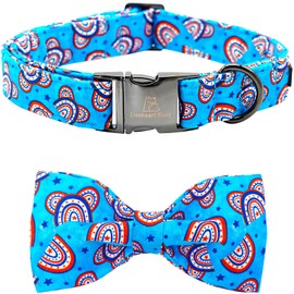 Lionheart glory American Flag Dog Collar, 4 of July Dog Bow Collar Heavy Duty Adjustable Patriotic Dog Collar with Bowtie for Small Dogs Pet Gift