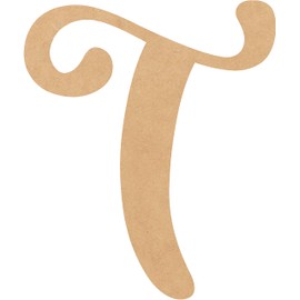 Wood Craft Letter Tall 4 Inch T Wooden Letter Unfinished Craft, Wood Alphabet for Nursery Room Decor, Casking Cream MDF Cutout