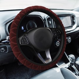 Lecctso Lecctso Fuzzy Steering Wheel Cover, Universal 15'' Steering Wheel Protector, Anti-Slip Car Wheel Covers with Soft Plush for Women Men, Car Interior Accessories for Most Models