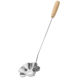 Youdunzi Kitchen Essentials Frying Mold with Wooden Handle Stainless Steel Frying Spoon Bunuelos Mold Long Handle Spoon Tool Kitchen Frying Snack Spoon Home Fried Snack Spoon