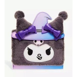 Sanrio Kuromi Witch Mini Wallet Fuzzy Purple Her Universe NEW