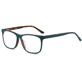 ANRRI Blue Light Blocking Glasses Anti Eyestrain Trendy Green Eyewear Frame with Tortoise Print Interior for Women