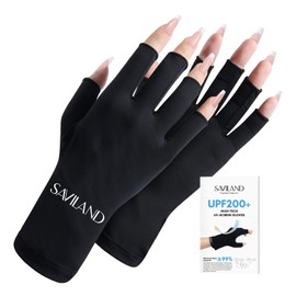 SAVILAND UV Gloves for Nails-UPF200+High-tech Professional UV Gloves for Manicures, Anti UVA & UVB 999+ UV Gloves for Gel Nail Lamp Skin Care Fingerless Gloves Prevent Hands from UV Harm (Black)