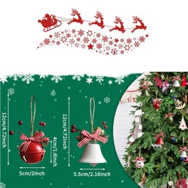 Christmas Bell Ornaments 2023 Xmas Tree Hanging Decorations Large Size Bells with ​Holly Berry for Crafts Holiday Party Favors Supplies (Red,Green, White) 6 Piece…