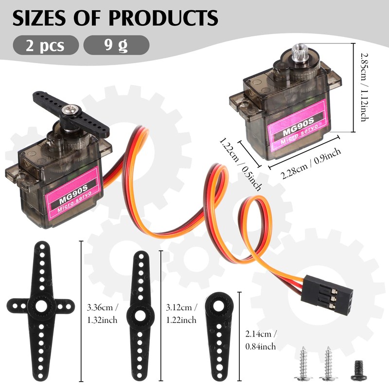 2 Pcs MG90S 9g Micro Servo Motor Metal Gear Micro