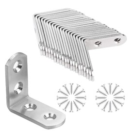 20 Pcs Brackets for Wood, 40 x 40mm Corner Code Stainless Steel Angled Brackets 90 Degree Corner Holder Brace and L Bracket with Screws for Chairs and Bookshelves