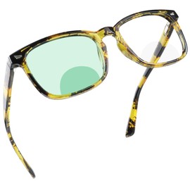 YEIN Bifocal Reading Glasses with Blue Light Blocking Lenses, Bifocal Reader for Women and Men, Vintage Square frame with Spring Hinge (+0.00/+1.00 magnification)