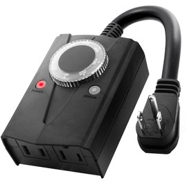 Brightown Outdoor Light Sensor Timer Waterproof, Mechanical Plug in Timer Switch, Outdoor Light Timer for Electrical Outlets, 2 Grounded Electrical Outlets for Christmas String Lights, Lighting Decor