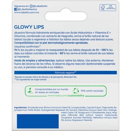 LABELLO Bálsamo Labial Glowy Lips Clear 4.8gr, con Extracto de Magnolia