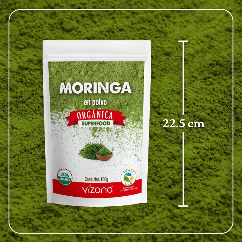 VIZANA NUTRITION | Moringa Orgánica Certificada en Polvo 100g