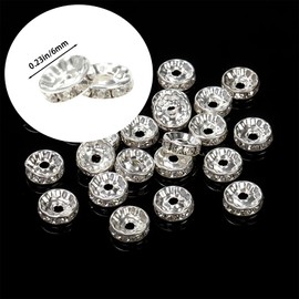 900 Pieces Round Rondelle Spacer Beads for Jewelry Making，Bead Charms，Rhinestone Beads over gild，Round Beads for Bracelets，Bead Bracelet Kit，Charms for Jewelry Making，Bead Spinner.（6mm）
