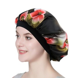 Night Cap for Frizzy Hair Pleated Bandana Ethnic Cloth Print Bohemian Band
