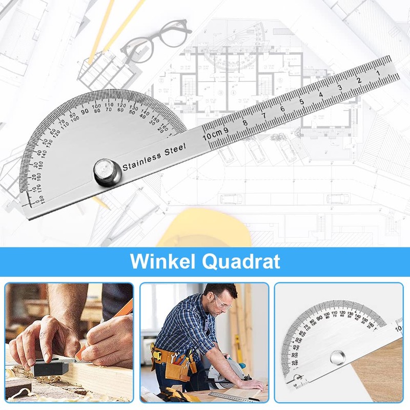 FEMONGY Protractor Protractor Metal 180° Stainless Steel Goniometer with Locking