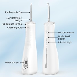 Water Flosser for Teeth Cordless Rechargeable Electric Tooth Flosser 4 Modes 300ML Water Tank IPX7 Waterproof for Travel Home 02