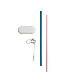 GIR: Get It Right Reusable Extra Long Silicone Straws for Tumblers with Travel Case and Cleaning Wand, Eco-Friendly Drinking Straws for Hot and Cold Beverages, Brooklyn, 2-Pack (GIRWT2323BLN)