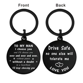 MXRSDF Love Fiance Gifts, Drive Safe Keychain for Him Men Fathers Day Birthday Christmas Engagement