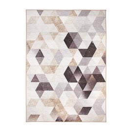 My Magic Carpet Lattice Geometric Neutral Washable 5’x7’ Area Rug