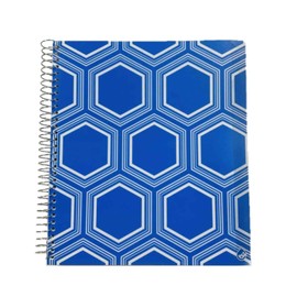 Carolina Pad Studio C the Pattern Play Collection College Ruled Poly Cover 5-Subject Spiral Notebook (Blue with White Hexagon, 150 Sheets, 300 Pages)