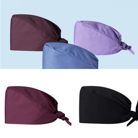 Zeizafa Adult Doctor Nurse Hat Plain Color Scrub Hat with Sweatbands Elastic Hat Protect Hair Hospital Factory Surgical Hat