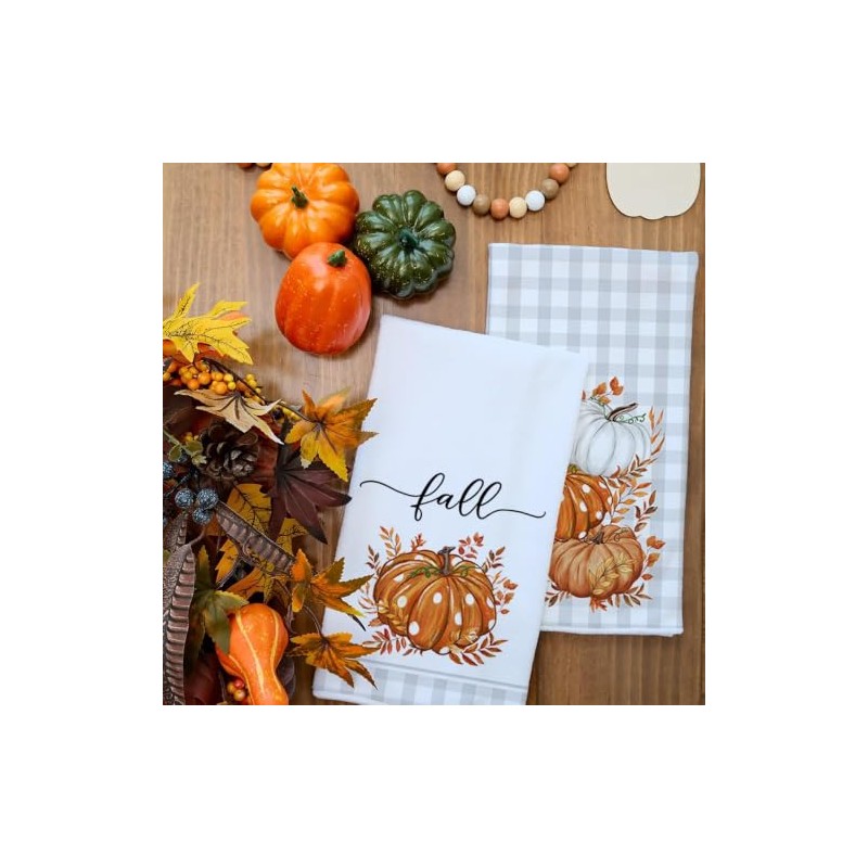 Kinearcharms Toallas de Cocina Calabaza Naranja otoño Juego de 2-43x66