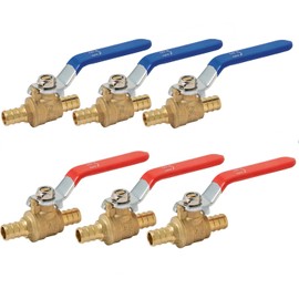 (6 Pack) TMKOOL 1/2 inch Pex Shut-off Ball Valve for Hot and Cold Water, Brass Crimp Fittings ASTM F1807 CUPC Certified (6pcs 1/2 inch)
