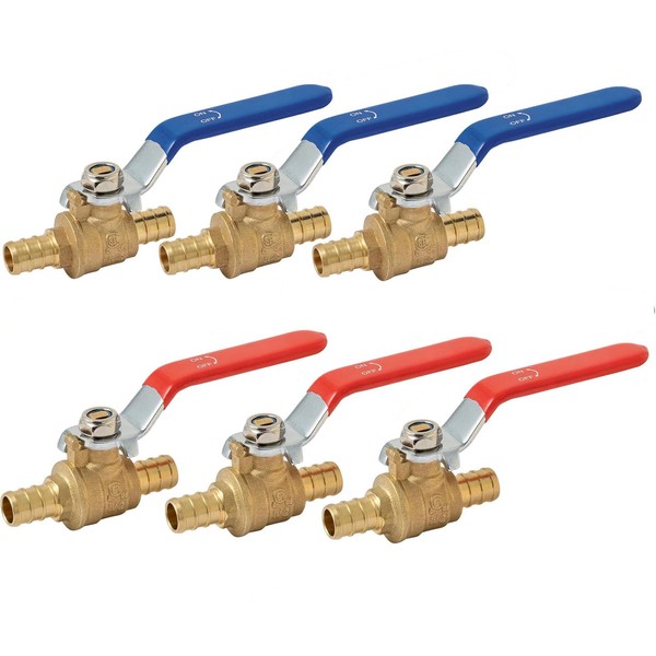 (6 Pack) TMKOOL 1/2 inch Pex Shut-off Ball Valve for
