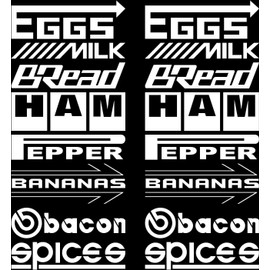 16 pcs Funny Car Stickers, Vinyl car Decals, Funny car Sponsored Stickers, Funny car Sponsors Decals Eggs Milk Banana Bread Ham Pepper, Funny car Decals, car Decals, Set, 7" inches Each (White)