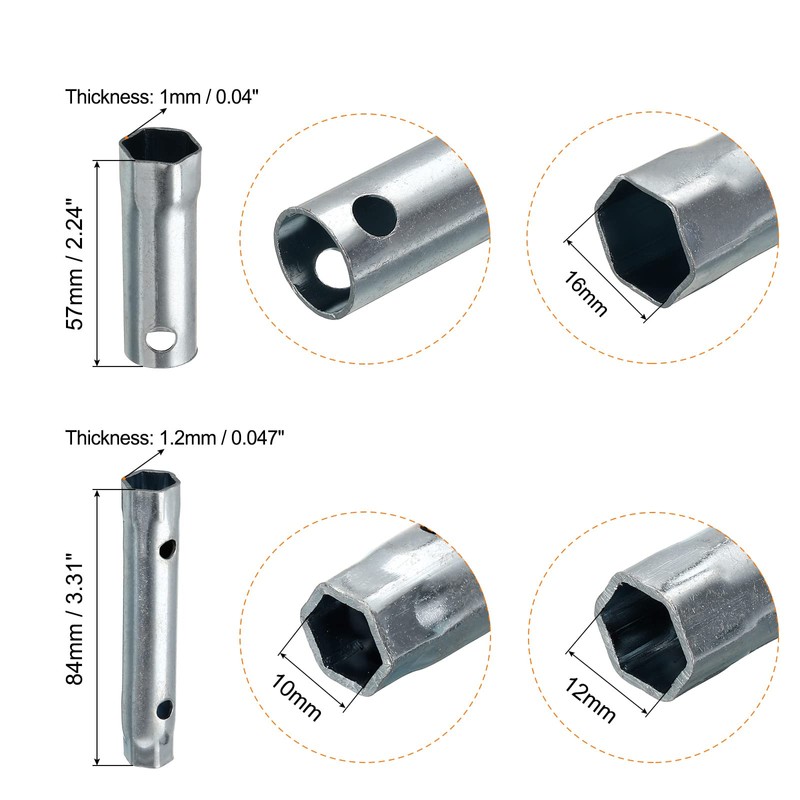 sourcing map 7 Pcs Ignition Spark Plug Spanner Set Dual-Ended