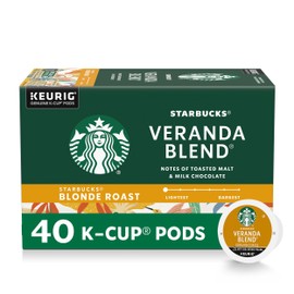 Starbucks K-Cup Coffee Pods, Starbucks Blonde Roast Hot or Iced Coffee, Veranda Blend, 40 Keurig Pods