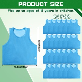 Yahenda 24 Pcs Nylon Mesh Scrimmage Team Practice Vests Pinnies Jerseys for Children Youth Sports Basketball Soccer Football (Light Blue)