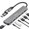 SINEHO 7-in-1 Dual USB Hub (USB-C & USB-A Input), USB