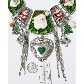 All Vintage Santas Trees Christmas Bib Necklace 2 x Earrings Gift Box One of a Kind