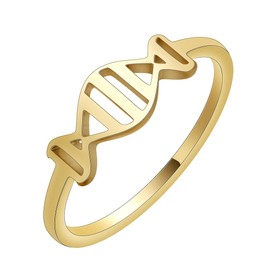 LUTAKU Delicate DNA Ring for Women Girls Stainless Steel DNA Molecule Rings Jewelry Friends Gift (Gold)