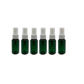 Natural Farms 1 oz Green Boston BPA FREE Bottles - 6 Pack Empty Refillable Containers - Essential Oils Cleaning Products - Aromatherapy | White Fine Mist Sprayers - Made in the USA
