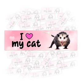 11x3 Funny Possum Bumper Sticker I Love My Cat Sticker Meme Car Sticker Gen Z Bumper Sticker Waterproof Vinyl Sticker for Water Bottle Laptop Hard Hat Tumbler Cup Cars Birthday Gift for Her Him