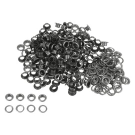 HARFINGTON 300set Grommets Kit Metal Eyelets 6mm 1/4" Hole Tiny Grommet with Washers for Shoes Clothes Belt Tag Bag Fabric Leather DIY Project, Dark Grey