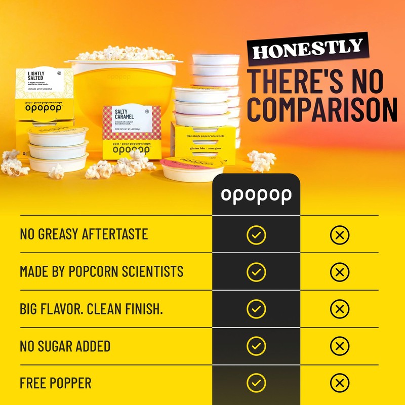 Opopop Microwave Popcorn - Pop Cups Lightly Salted 6-Pack, Non-GMO