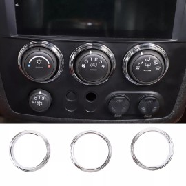 MXtech-23 3PCS Silver Alloy Interior AC Adjustment Panel Trim Ring For Hummer H3 2005-2009