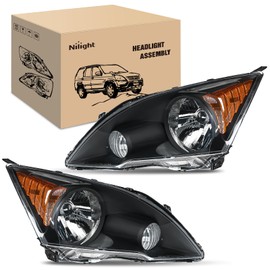 Nilight Headlights Assembly for Honda CRV(CR-V) 2007 2008 2009 2010 2011 Headlamp Chrome Housing Amber Reflector