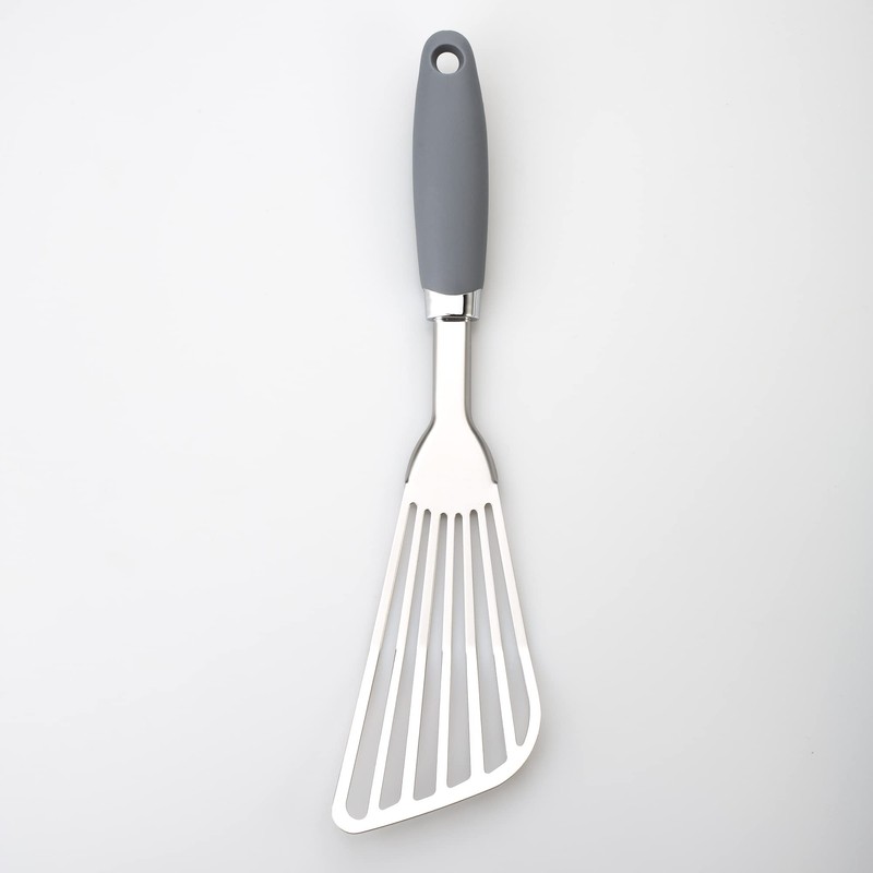 304 Stainless Steel Fish Spatula, Non-Slip Ergonomic Handle Slotted Spatula,