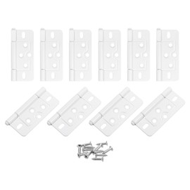 QUARKZMAN 10 Stück 3x1,4 Zoll Türscharniere ohne Einfräsung Geräuschlos Klappbar Scharniere Verzinkt für Schrank Möbel Fenster Kleiderschrank mit Schrauben, Weiß