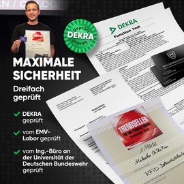 DEKRA + EMV Tested RFID Blocker Card 360° RFID Protection Interference Transmitter Electronics - NFC Blocker Card - Protective Card for Wallet Large - Protection Card Against Data Theft - RFID Blocker